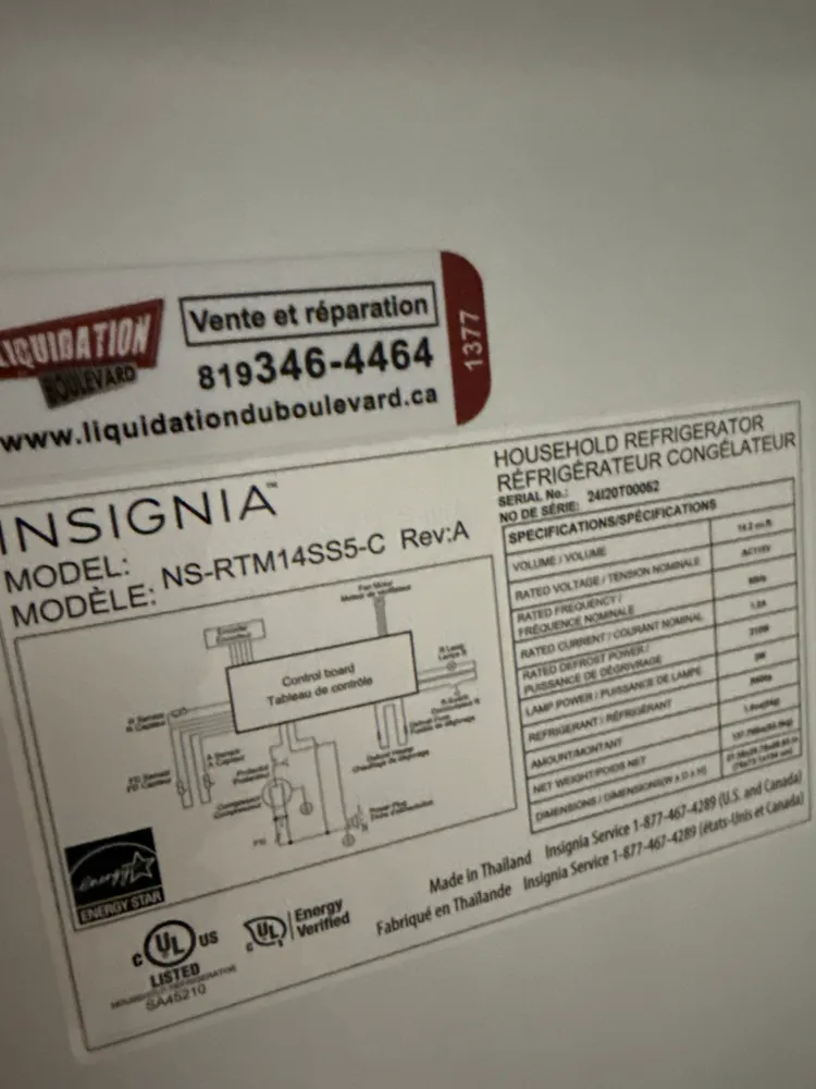 Réfrigérateur congélateur sup. 14,2 pi³/28 po d'Insignia (NS-RTM14SS5-C) - Inox