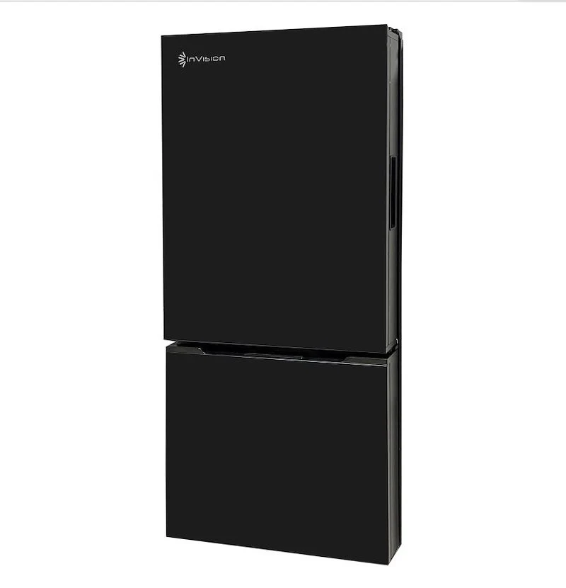 Réfrigérateur Invision 12 V pour VR, 10,7 pi³ – Double charnière pivotante, verre noir 180-2562