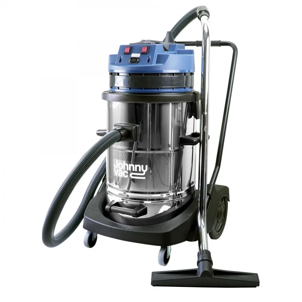 Aspirateur commercial sec et humide - capacité de 70 L (18,5 gal) - cuve en métal sur chariot - prise pour balai électriqu...