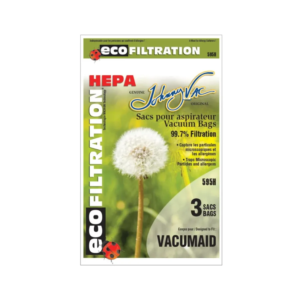 Sac microfiltre HEPA pour aspirateur Vacumaid - paquet de 3 sacs Johnny Vac