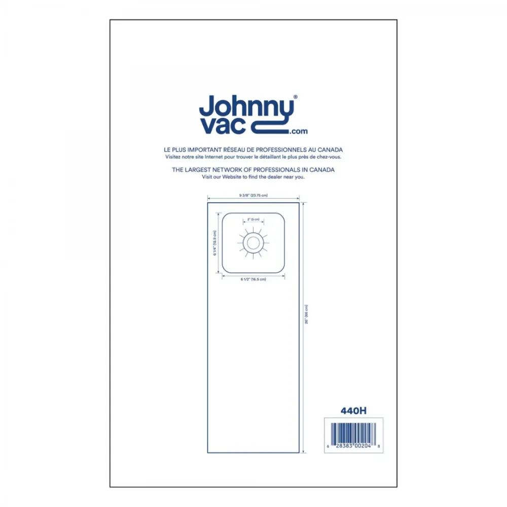 Sac microfiltre HEPA pour aspirateurs central Johnny Vac, Rhinovac, Nutone, Hoover, Kenmore et bien d'autres marques - paq...