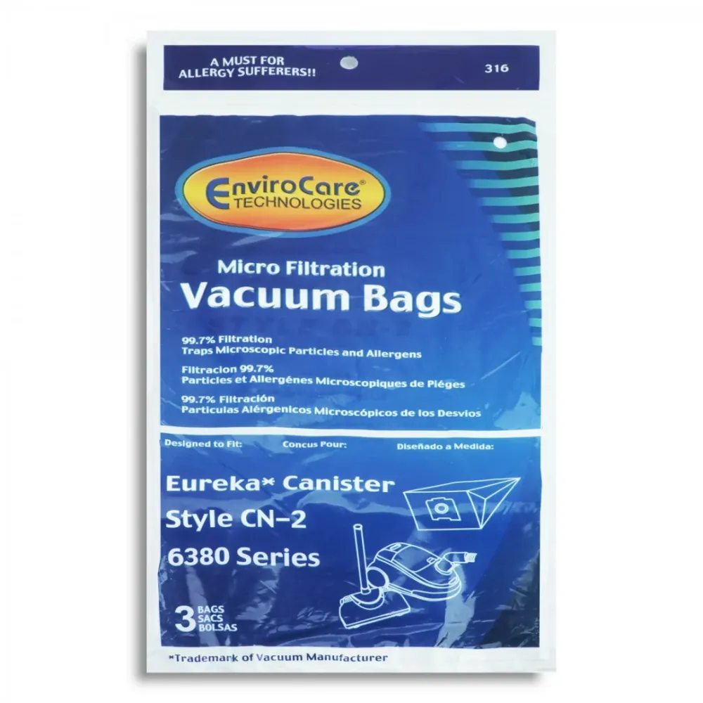 Sac microfiltre pour aspirateur Eureka style CN-2 série 6380 - paquet de 3 sacs Johnny Vac