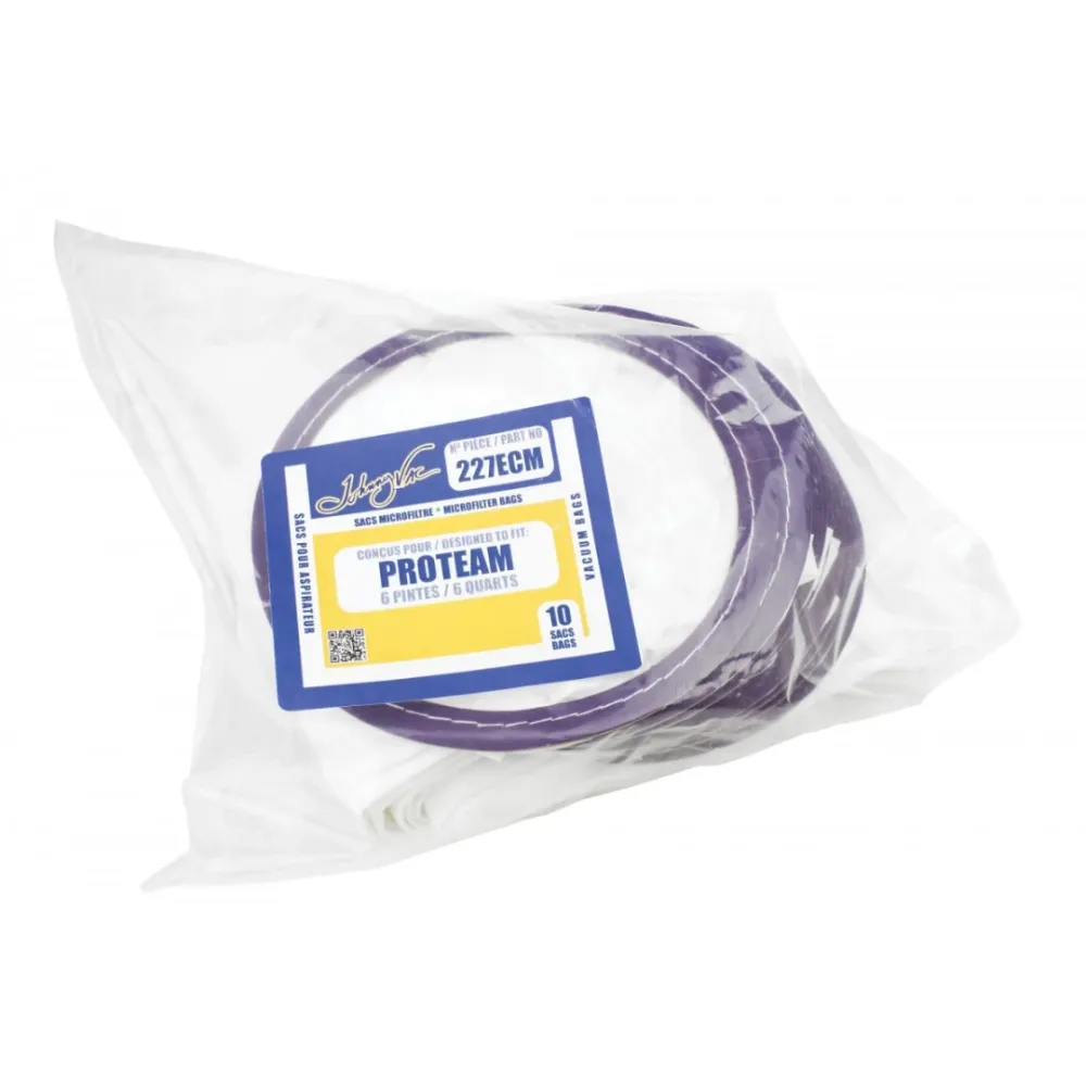 Sac microfiltre pour aspirateur Proteam 6 pintes - paquet de 10 sacs - Envirocare 181 Johnny Vac