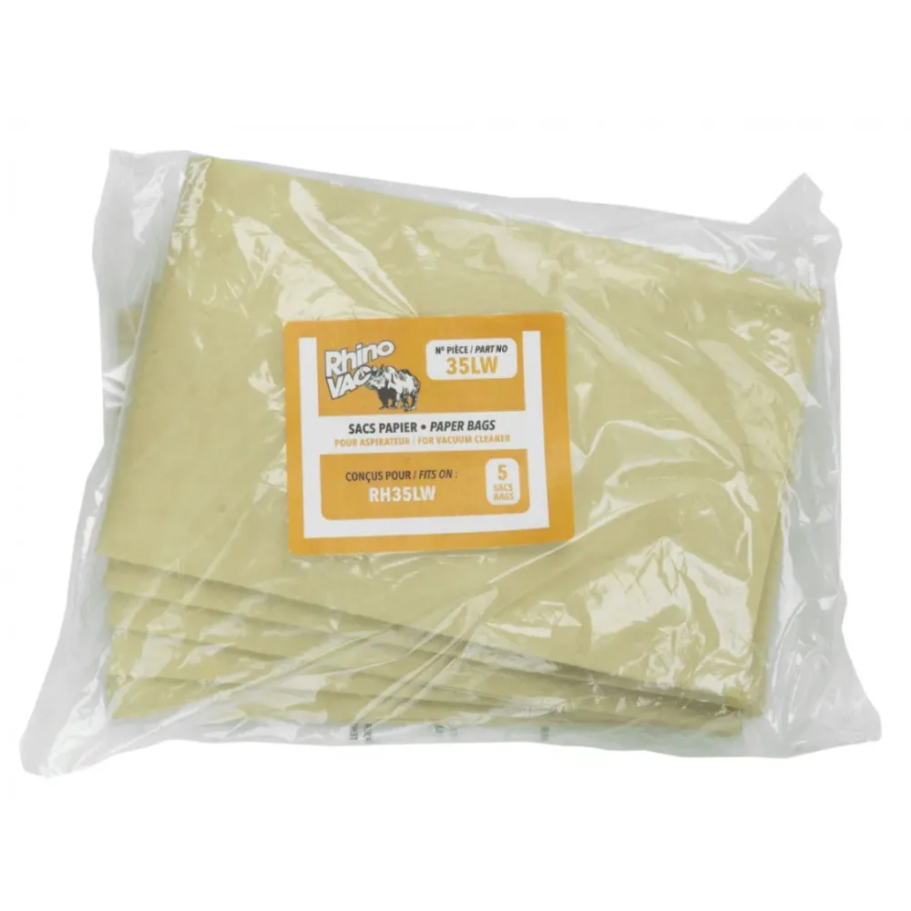 Sac en papier pour aspirateur d'atelier Rhinovac RH35LW - paquet de 5 sacs Johnny Vac