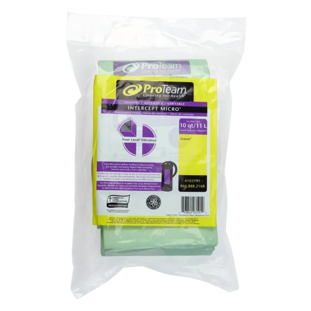 Sacs en papier pour aspirateur Proteam 11 L (10 pintes) Everest - paquet de 10 sacs - # 103191 Johnny Vac
