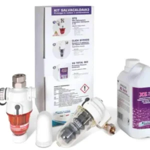 Kit économiseur de chaudière 3 Filtre séparateur boue magnétique Eurowater Gts + Distributeur de polyphosphates Click Bypa...