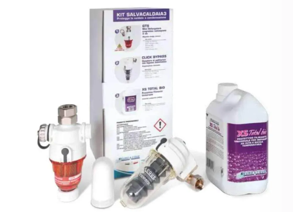 Kit économiseur de chaudière 3 Filtre séparateur boue magnétique Eurowater Gts + Distributeur de polyphosphates Click Bypa...