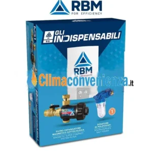 Un kit économiseur de chaudière Rbm L'essentiel Filtre séparateur boue magnétique Mg1 + doseur polyphosphate