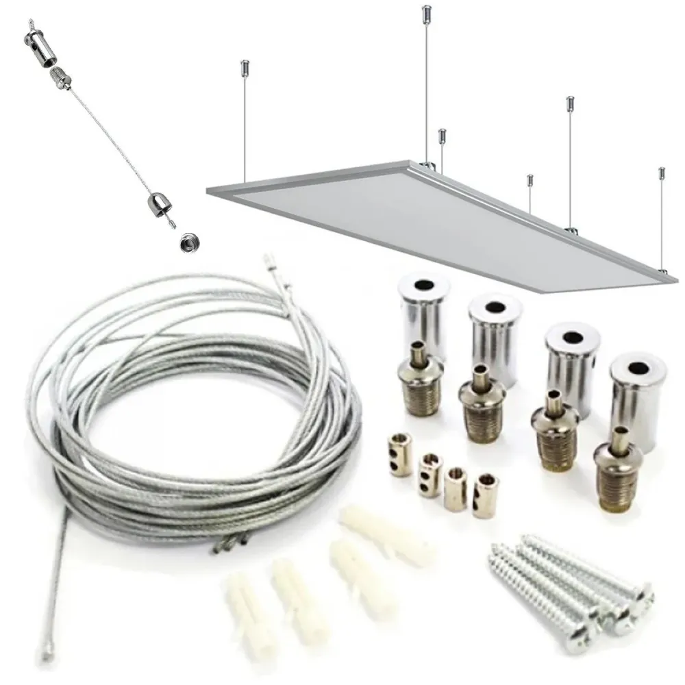 Kit de montage au plafond pour les tubes radiants Cronos, longueur de câble 1m, en acier inoxydable