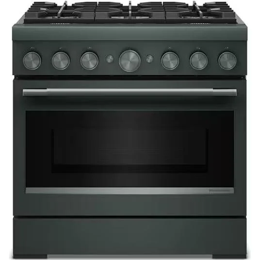 KitchenAid Cuisinière autoportante bi-énergie de style commercial de 36 pouces KFDS936SJP