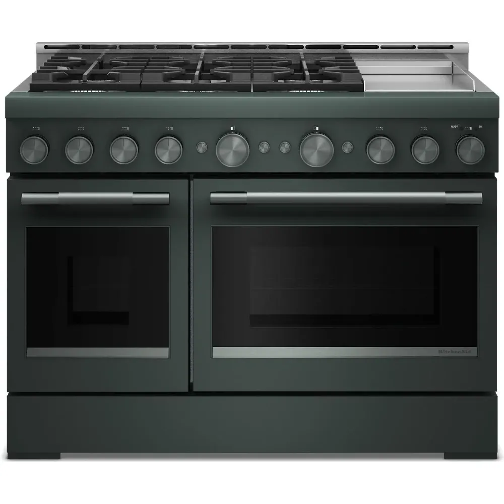KitchenAid Cuisinière autoportante à gaz de 48 pouces avec 6 brûleurs et plaque chauffante KFGD948SJP