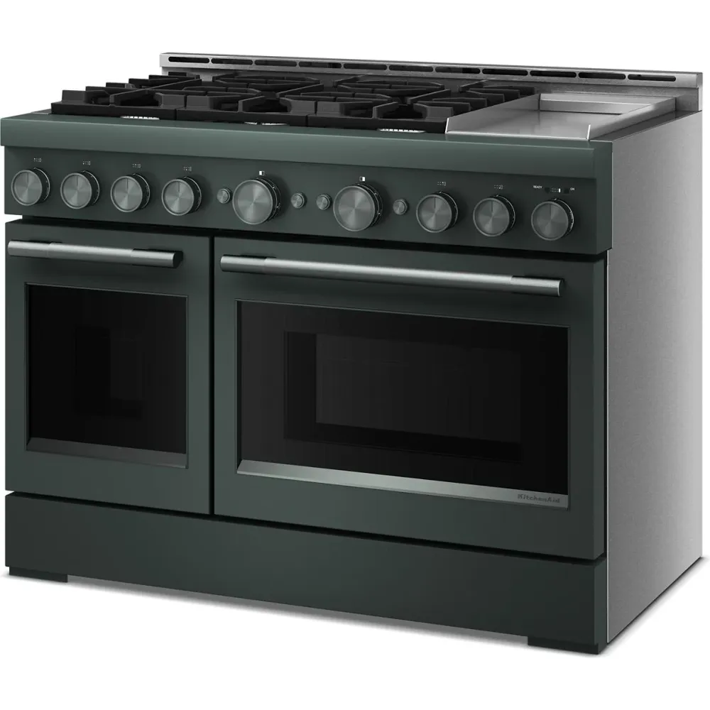 KitchenAid Cuisinière autoportante à gaz de 48 pouces avec 6 brûleurs et plaque chauffante KFGD948SJP