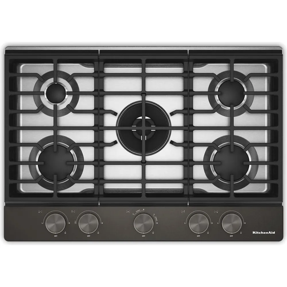 KitchenAid Table de cuisson encastrée à gaz de 30 pouces avec 5 brûleurs KCGK530SBE