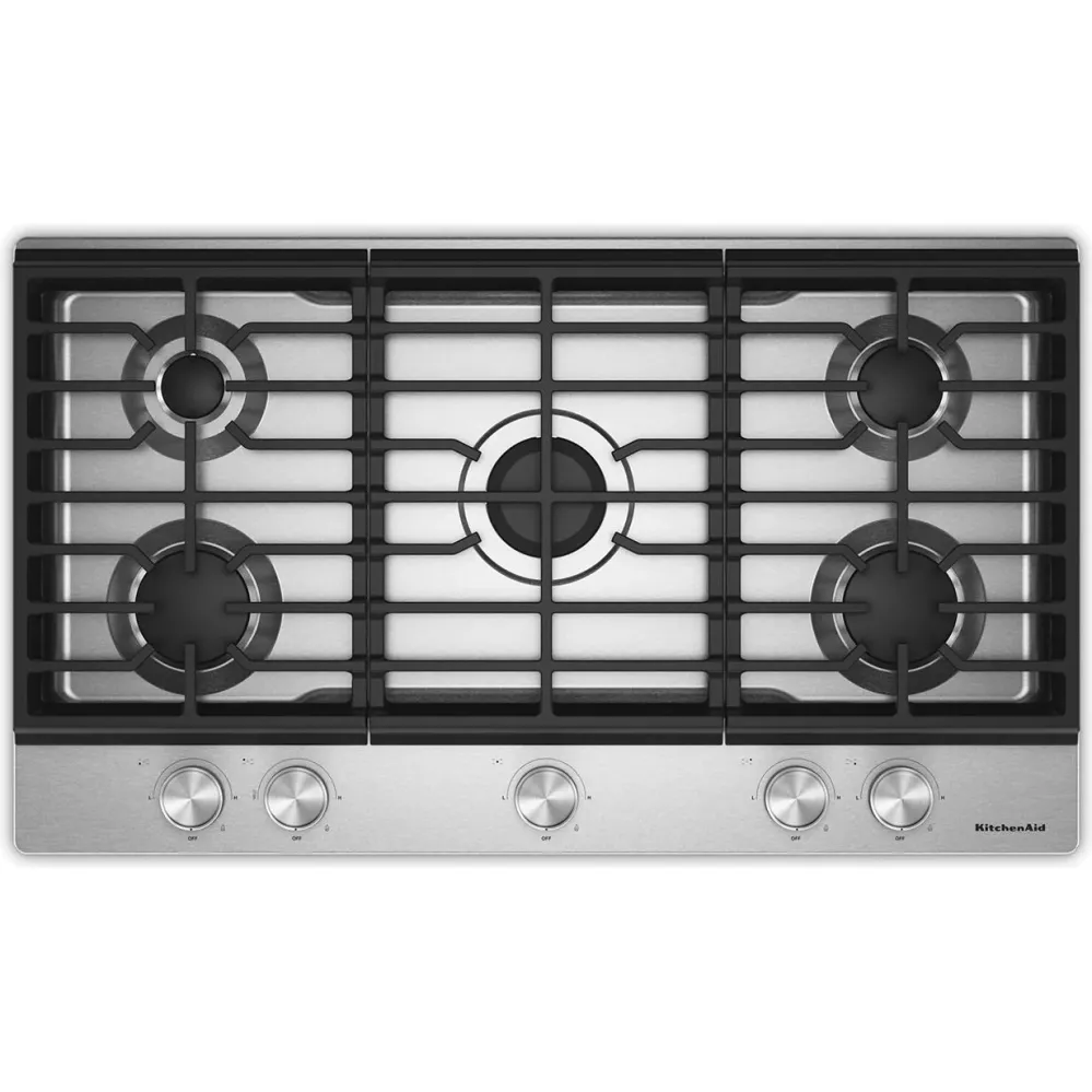KitchenAid Table de cuisson encastrée à gaz de 36 pouces avec 5 brûleurs KCGK336SSS