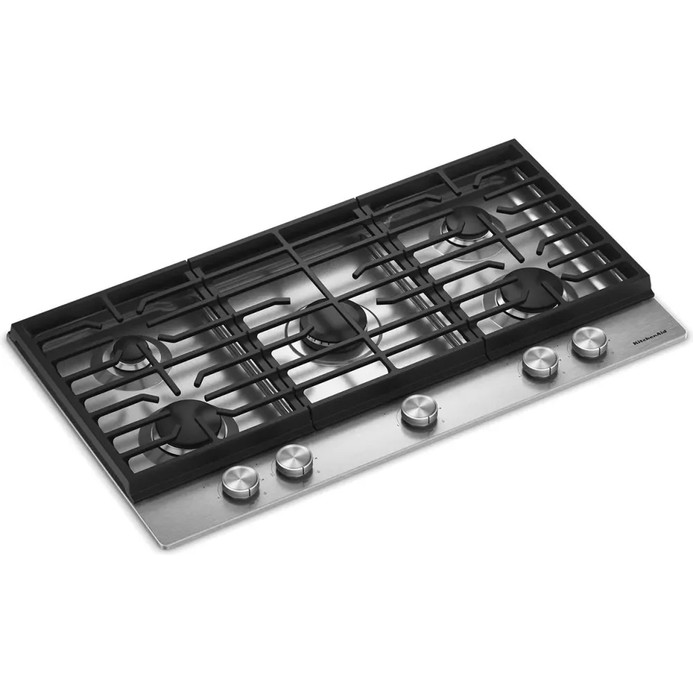 KitchenAid Table de cuisson encastrée à gaz de 36 pouces avec 5 brûleurs KCGK336SSS