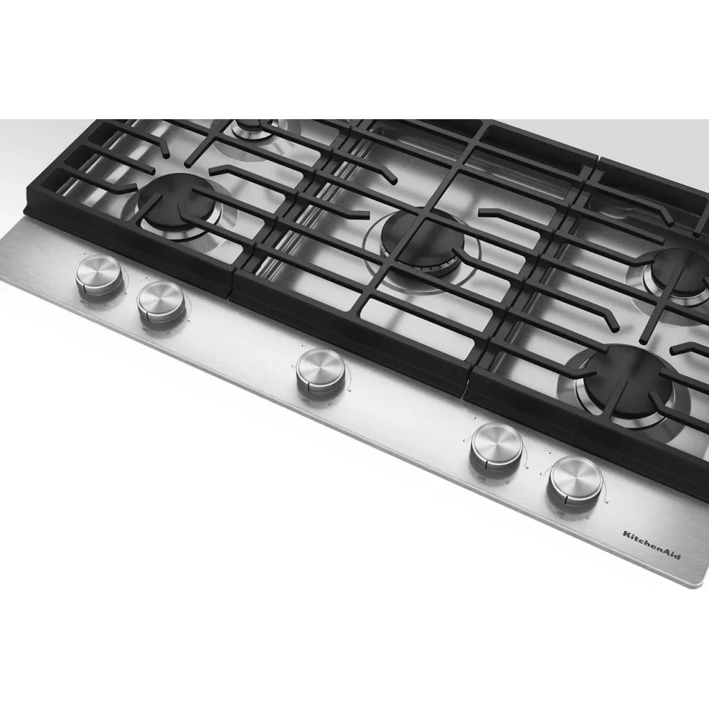 KitchenAid Table de cuisson encastrée à gaz de 36 pouces avec 5 brûleurs KCGK336SSS