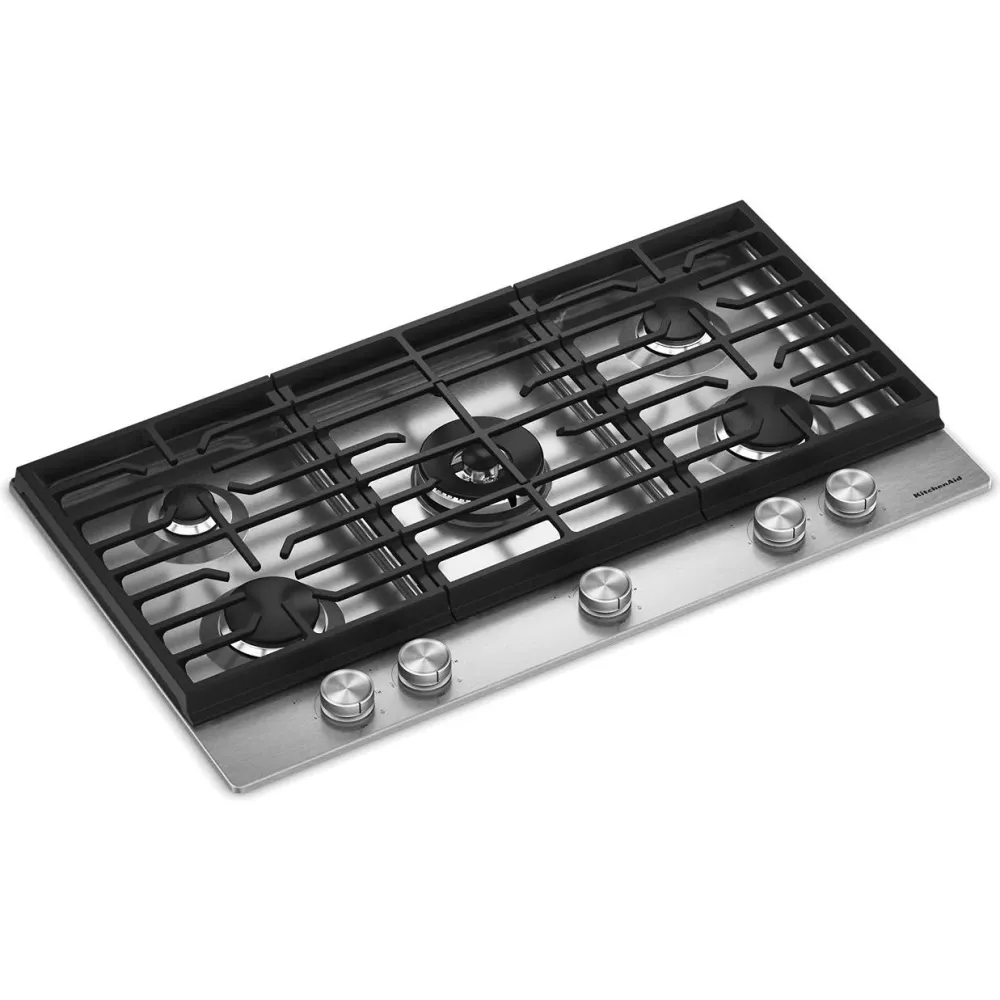 KitchenAid Table de cuisson encastrée à gaz de 36 pouces avec 5 brûleurs KCGK536SSS