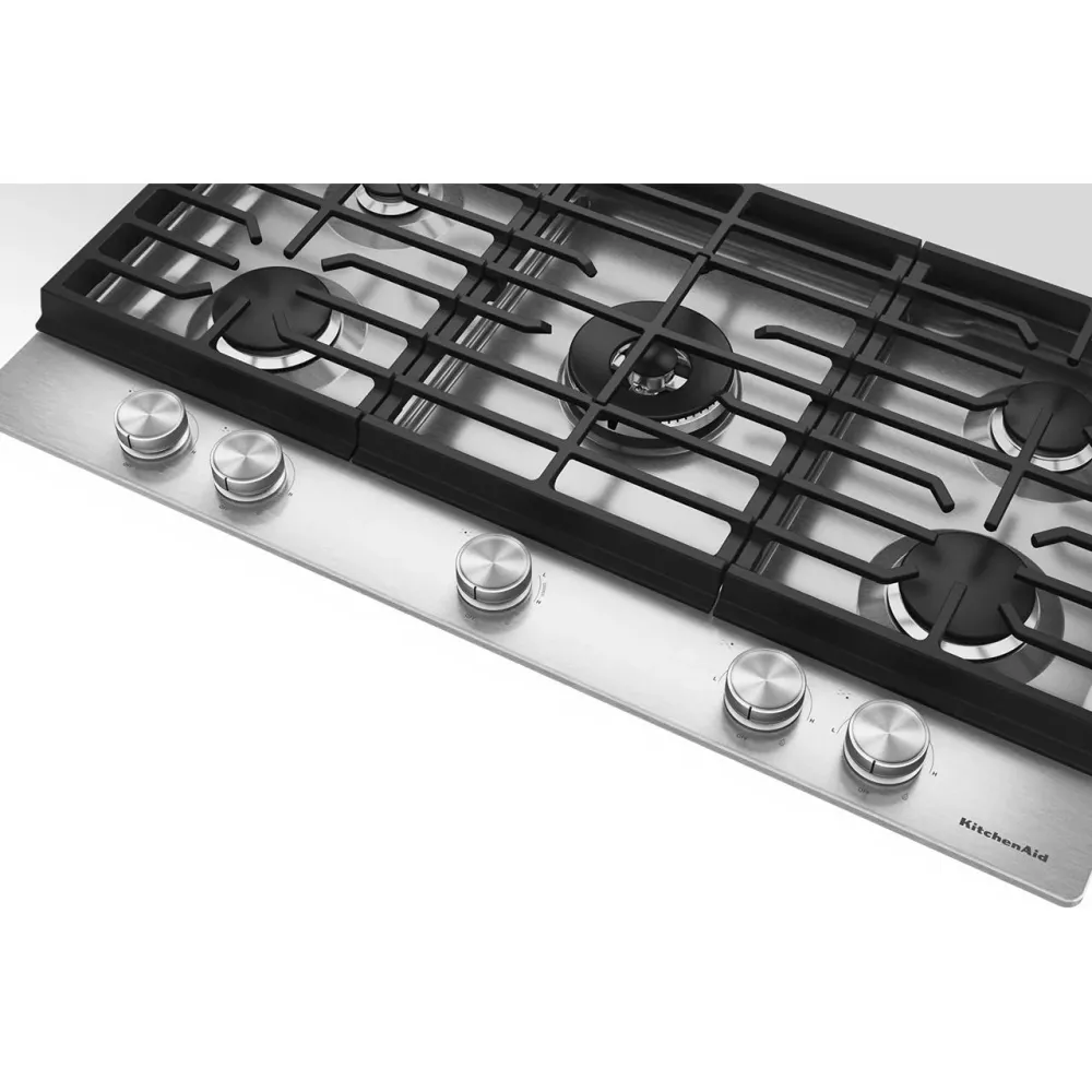 KitchenAid Table de cuisson encastrée à gaz de 36 pouces avec 5 brûleurs KCGK536SSS