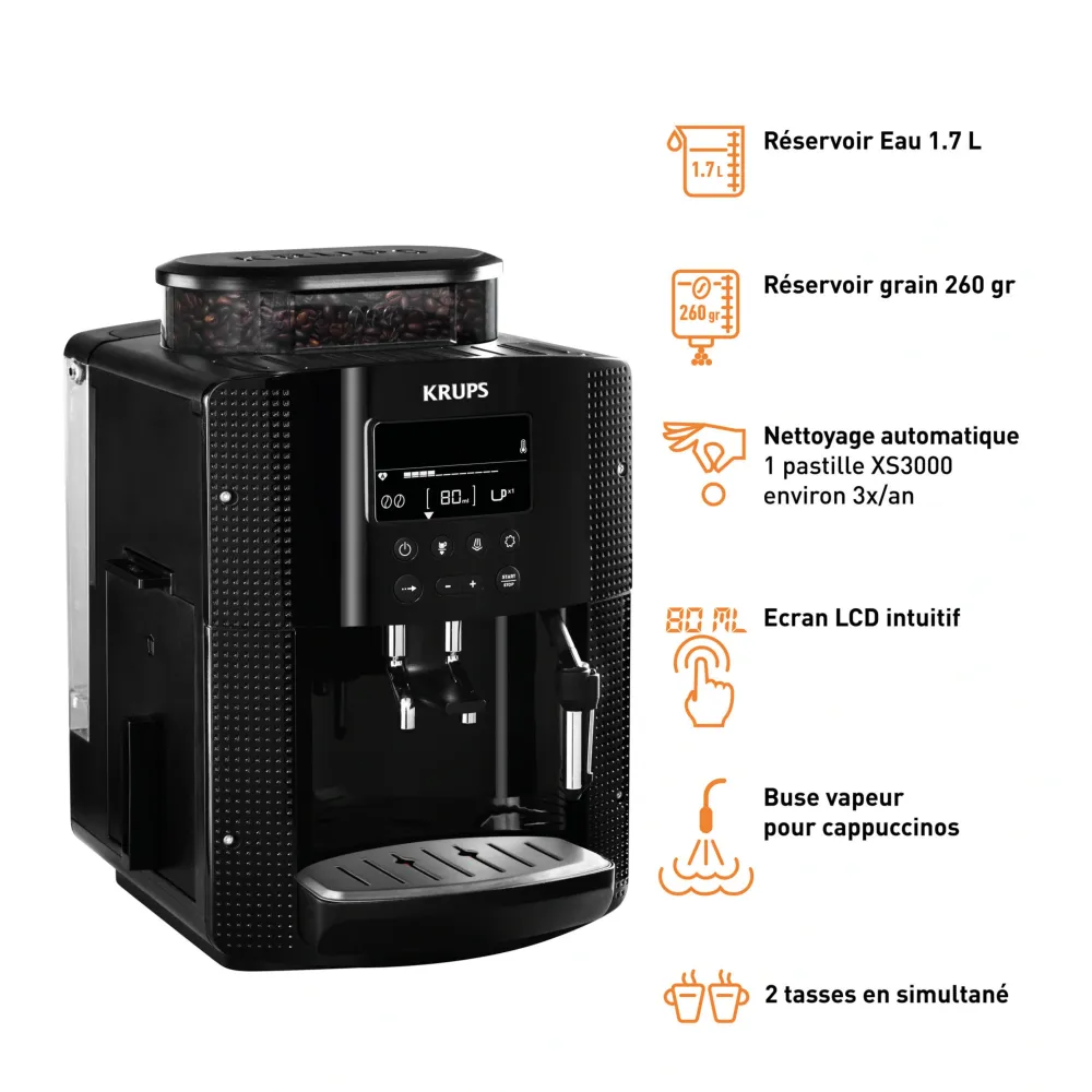 Machine à Café Essential avec Broyeur à Grain + Ecran KRUPS