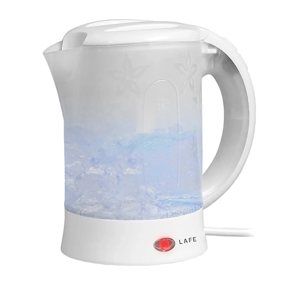 Bouilloire électrique Lafe, touriste, 600W, capacité 0.6l, 2 tasses, 2 cuillères, blanc, Scandi