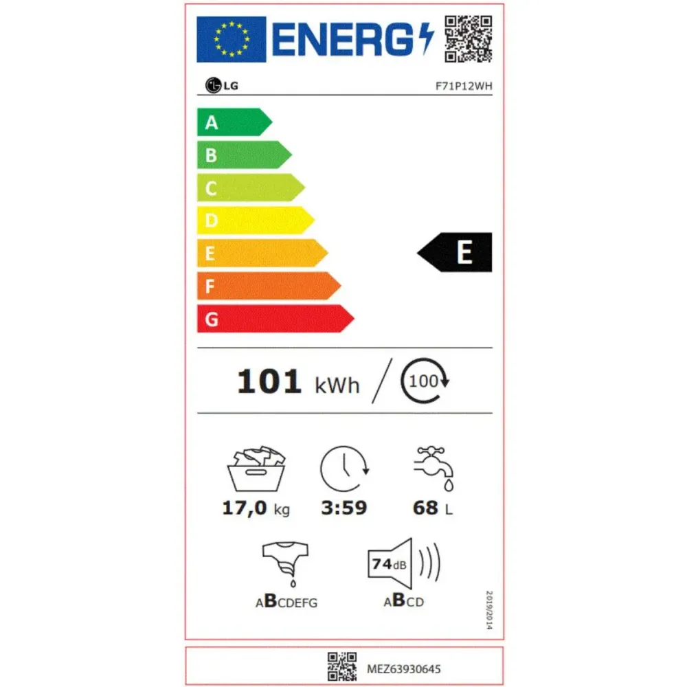 Lave-linge LG F71P12WH 17Kg 1100trs/min