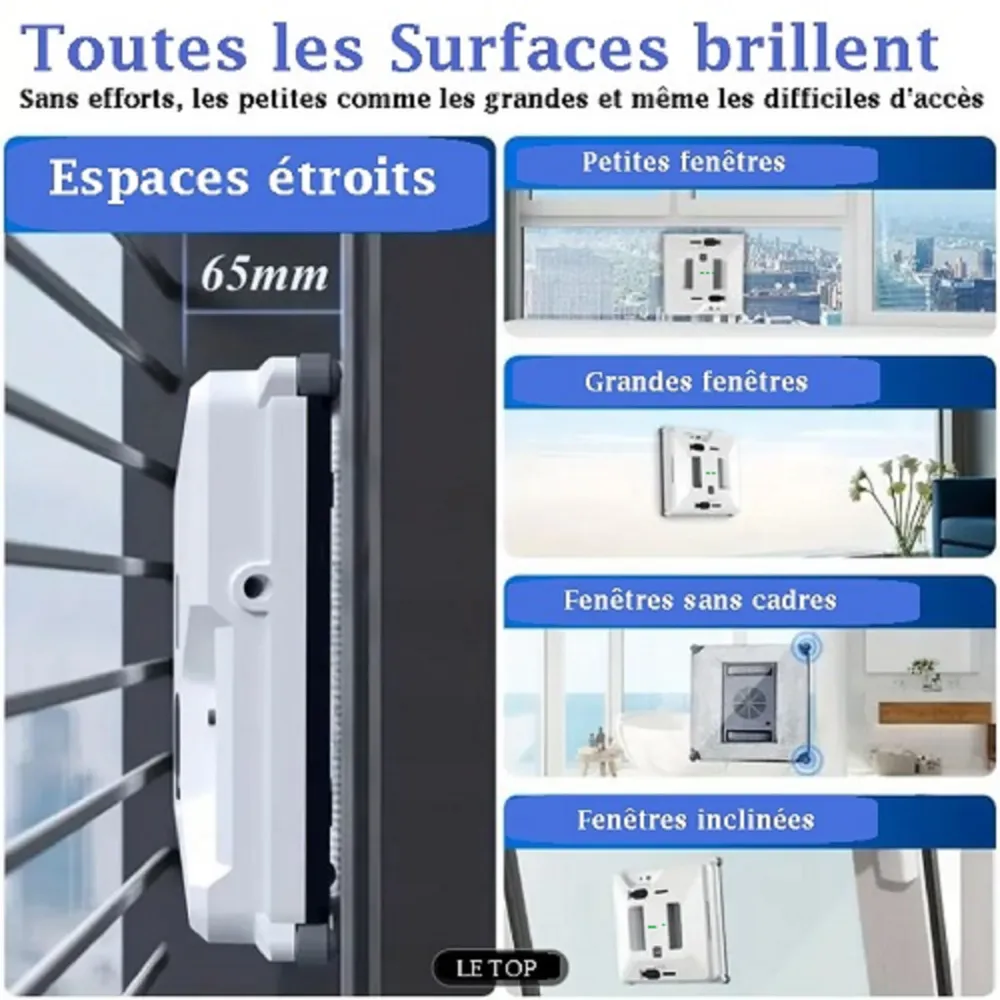 Robot Lave-vitre Intelligent - 24cm - Modèle AMB-66 Le Pro du Ménage Moderne