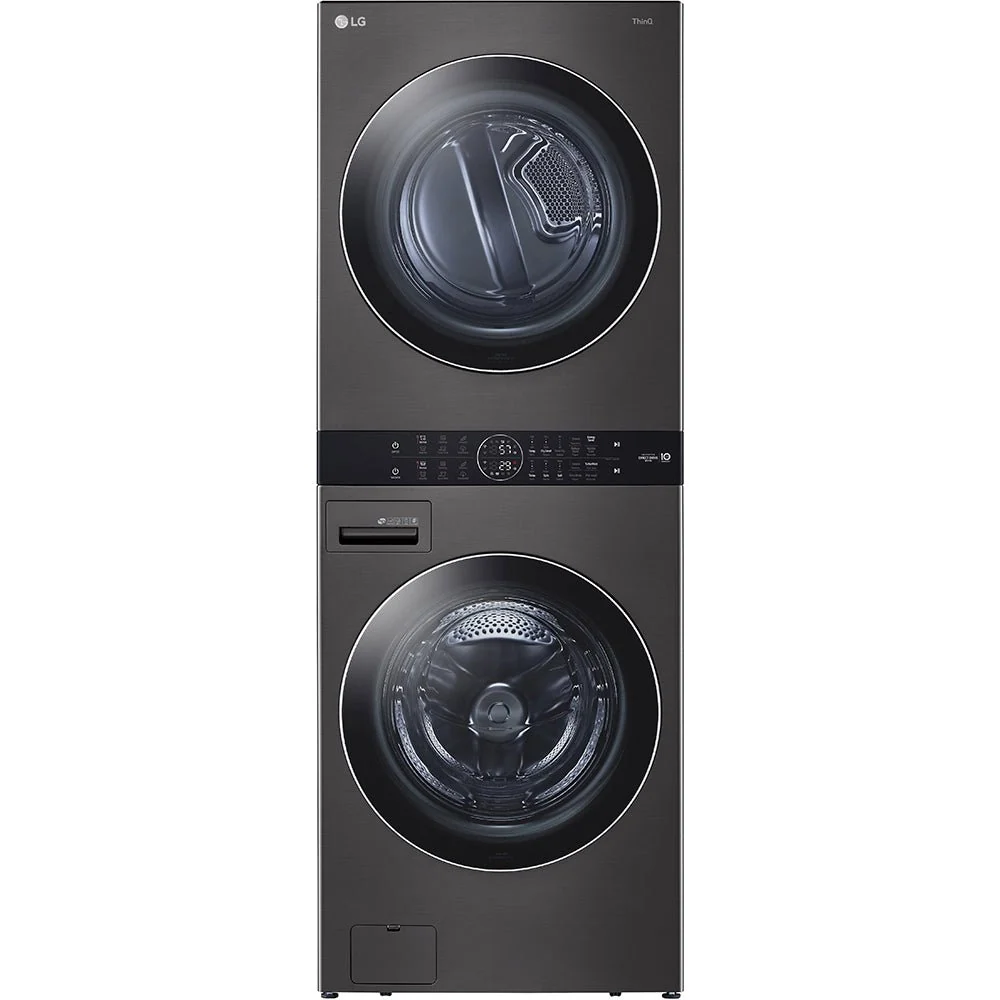 WKEX200HBA - LAVEUSE SÉCHEUSE SUPERPOSÉES - LG - Laveuse/sécheuse superposées - Électrique - Acier inoxydable Noir - Boîte...