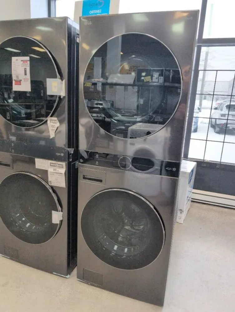 WKEX200HBA - LAVEUSE SÉCHEUSE SUPERPOSÉES - LG - Laveuse/sécheuse superposées - Électrique - Acier inoxydable Noir - Boîte...
