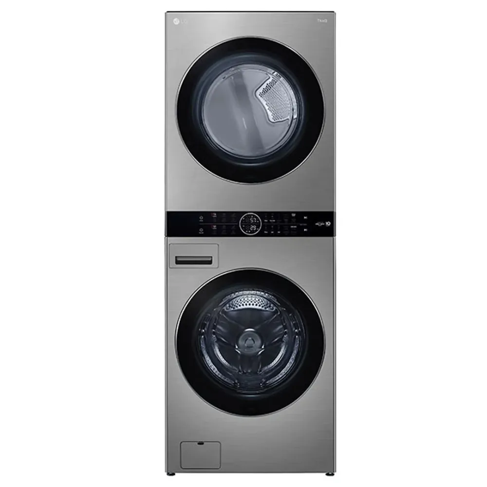 WKEX200HVA - LAVEUSE SÉCHEUSE SUPERPOSÉES - LG - Laveuse/sécheuse superposées - Électrique - Acier inoxydable Noir - Boîte...