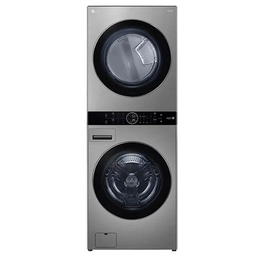 WKEX200HVA - LAVEUSE SÉCHEUSE SUPERPOSÉES - LG - Laveuse/sécheuse superposées - Électrique - Acier inoxydable Noir - Boîte...