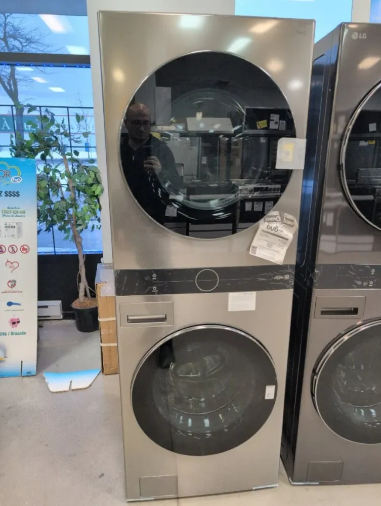 WKEX200HVA - LAVEUSE SÉCHEUSE SUPERPOSÉES - LG - Laveuse/sécheuse superposées - Électrique - Acier inoxydable Noir - Boîte...