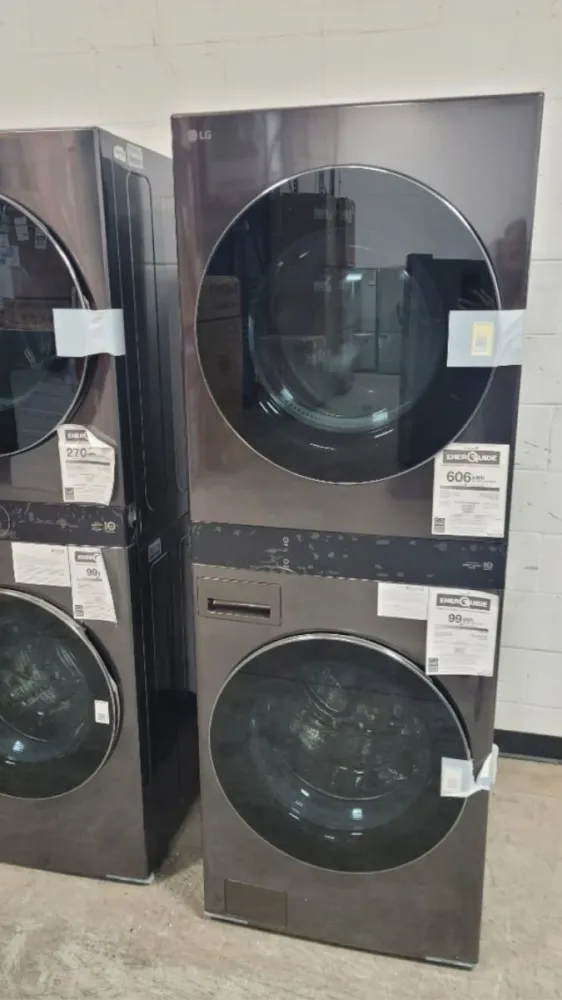 WKEX300HBA - LAVEUSE SÉCHEUSE SUPERPOSÉES - LG - Laveuse/Sécheuse Superposées - Électrique - Acier inoxydable noir - Boîte...
