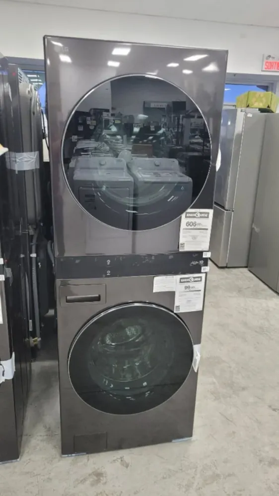 WKEX300HBA - LAVEUSE SÉCHEUSE SUPERPOSÉES - LG - Laveuse/Sécheuse Superposées - Électrique - Acier inoxydable noir - Boîte...
