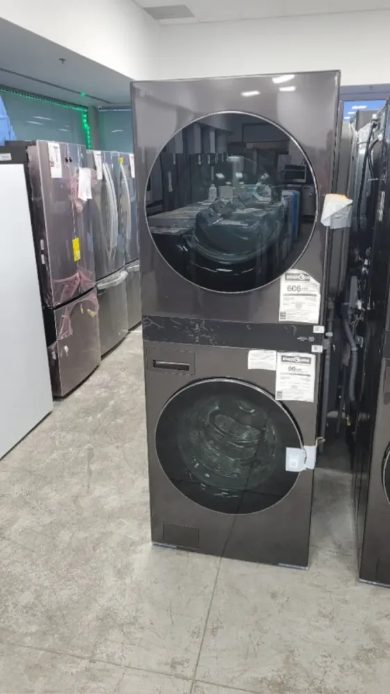 WKEX300HBA - LAVEUSE SÉCHEUSE SUPERPOSÉES - LG - Laveuse/Sécheuse Superposées - Électrique - Acier inoxydable noir - Boîte...