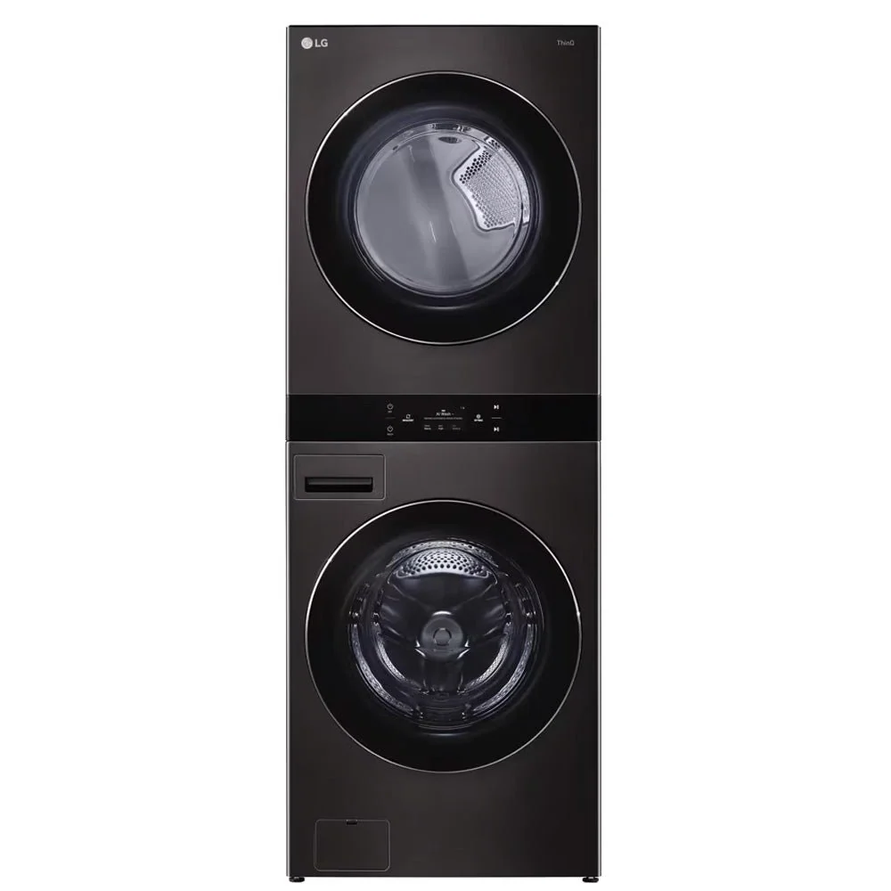 WKEX300HBA - LAVEUSE SÉCHEUSE SUPERPOSÉES - LG - Laveuse/Sécheuse Superposées - Électrique - Acier inoxydable noir - Boîte...