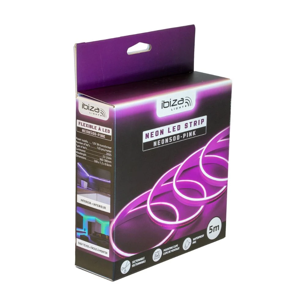 Lotronic - Bande LED IP65 Néon Rose - 5 m
