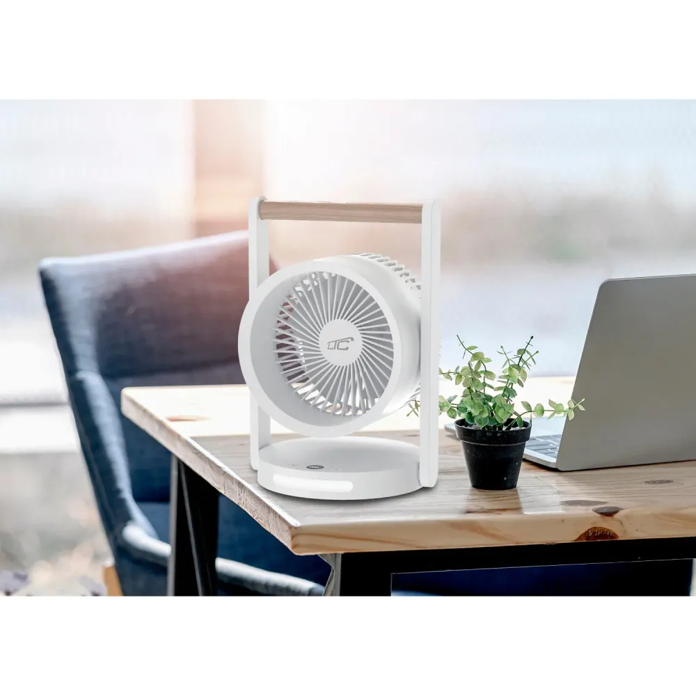 Ventilateur de bureau sans fil LTC, veilleuse et affichage LED, 5 niveaux de vitesse, batterie 3600 mAh, LXWB17