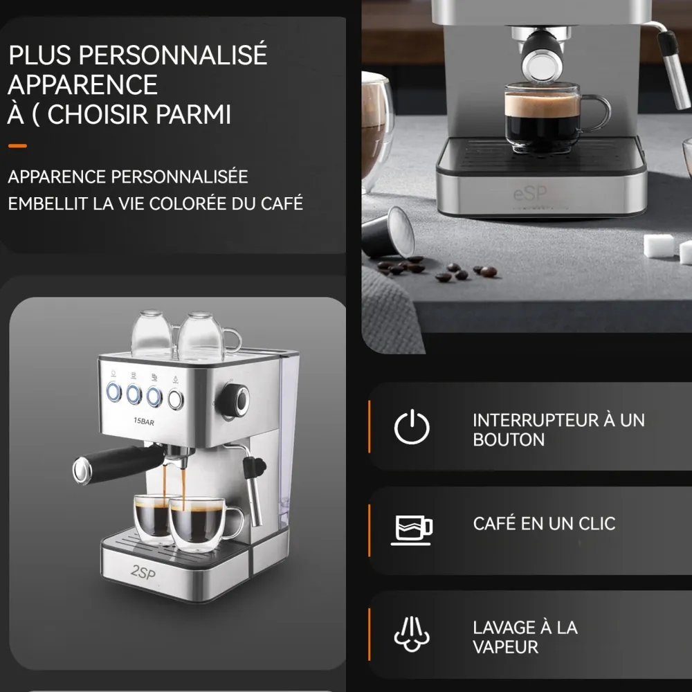 Machine à café 1,8L 20x28x30cm cafetière électrique café broyeur grain double usage portabilité poudres cafetière goutte--...