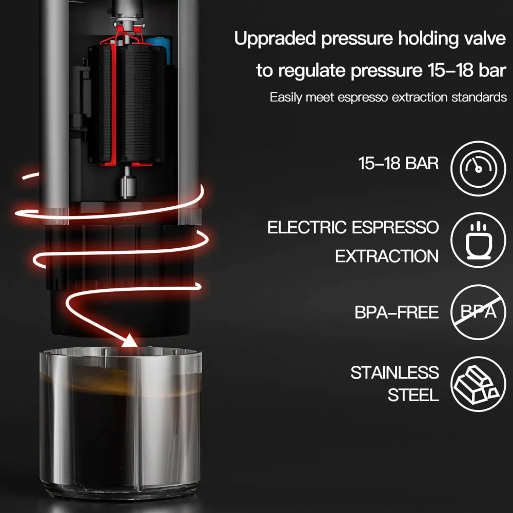 Machine à expresso portable Argent - Cafetière de voyage 12V