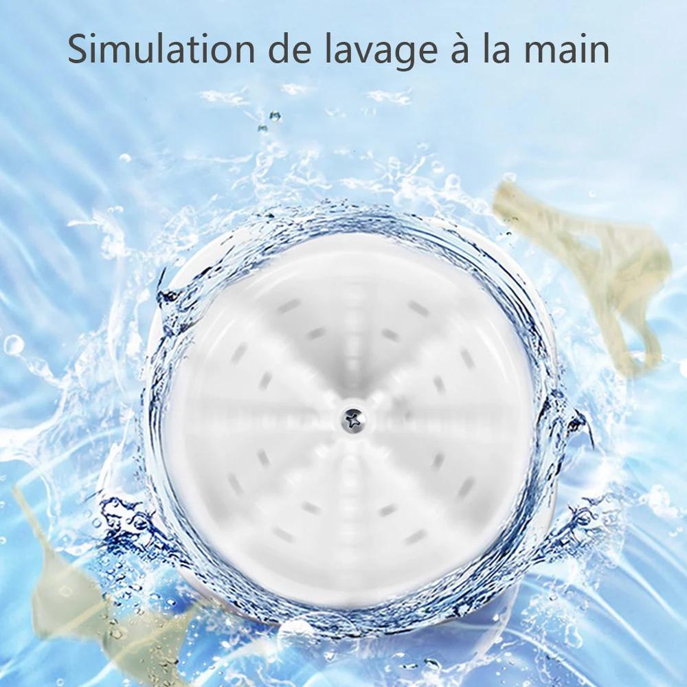 Machine à laver portable Turbo Mini Lavage de sous-vêtements Dortoir Hôtel Chargement USB Réduction du bruit Moteur puissant