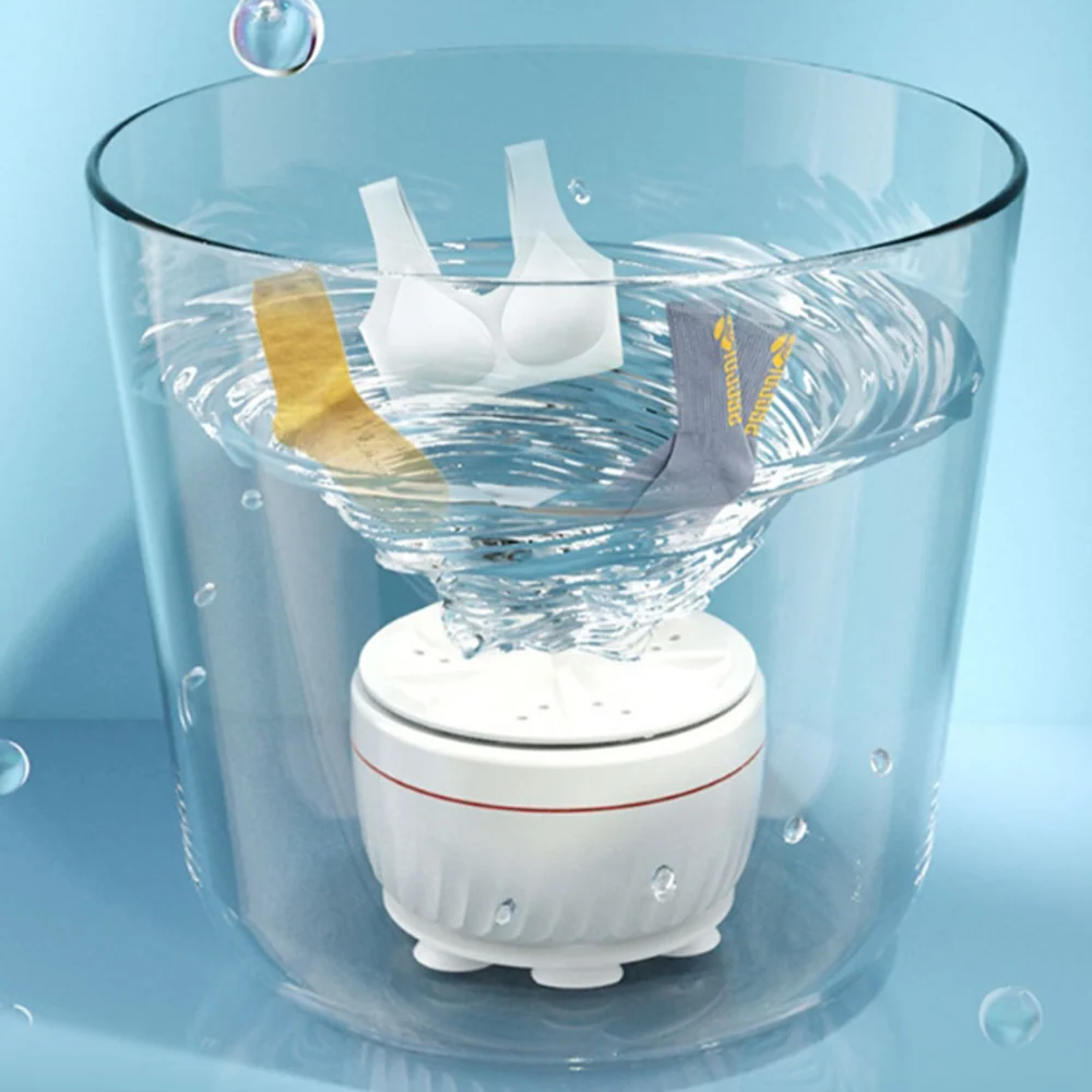 Machine à laver portable Turbo Mini Lavage de sous-vêtements Dortoir Hôtel Chargement USB Réduction du bruit Moteur puissant