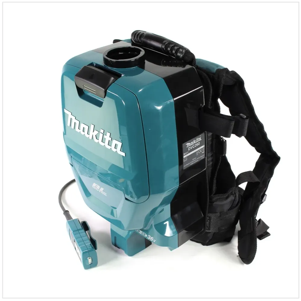Aspirateur dorsal à batterie Makita DVC 260 36V (2x 18V) sans balais avec 2x batterie 3,0 Ah et chargeur