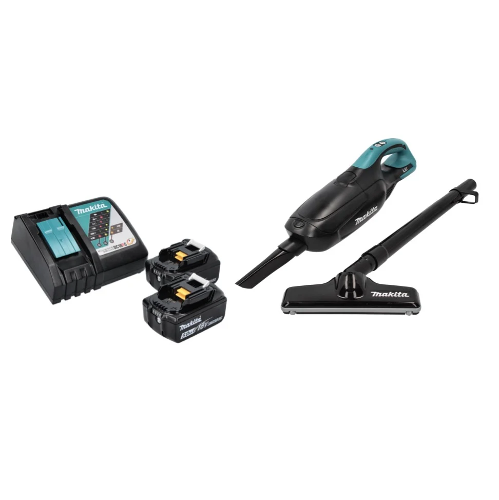 Makita DCL 182 RT B Aspirateur sans fil - 18 V - noir + 2x Batteries 5,0 Ah + Chargeur