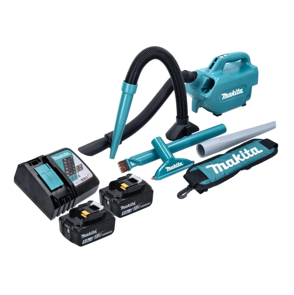 Makita DCL 184 RT Aspirateur sans fil 18 V - 54 mbar - 0,5 l + 2x Batteries 5,0 Ah + Chargeur