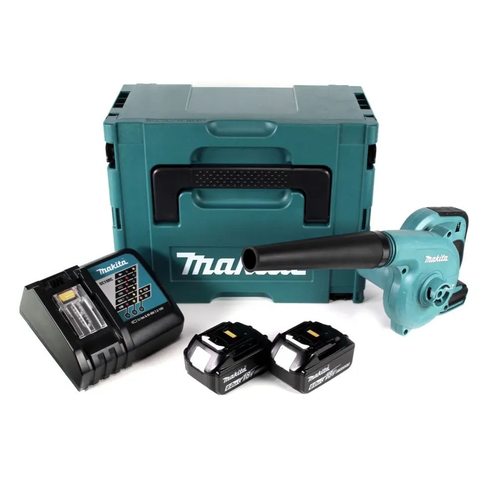 Makita DUB 182 RGJ 18 V Li-Ion Aspirateur souffleur sans fil + Coffret de transport Makpac + 2 x Batteries 6,0 Ah + Chargeur