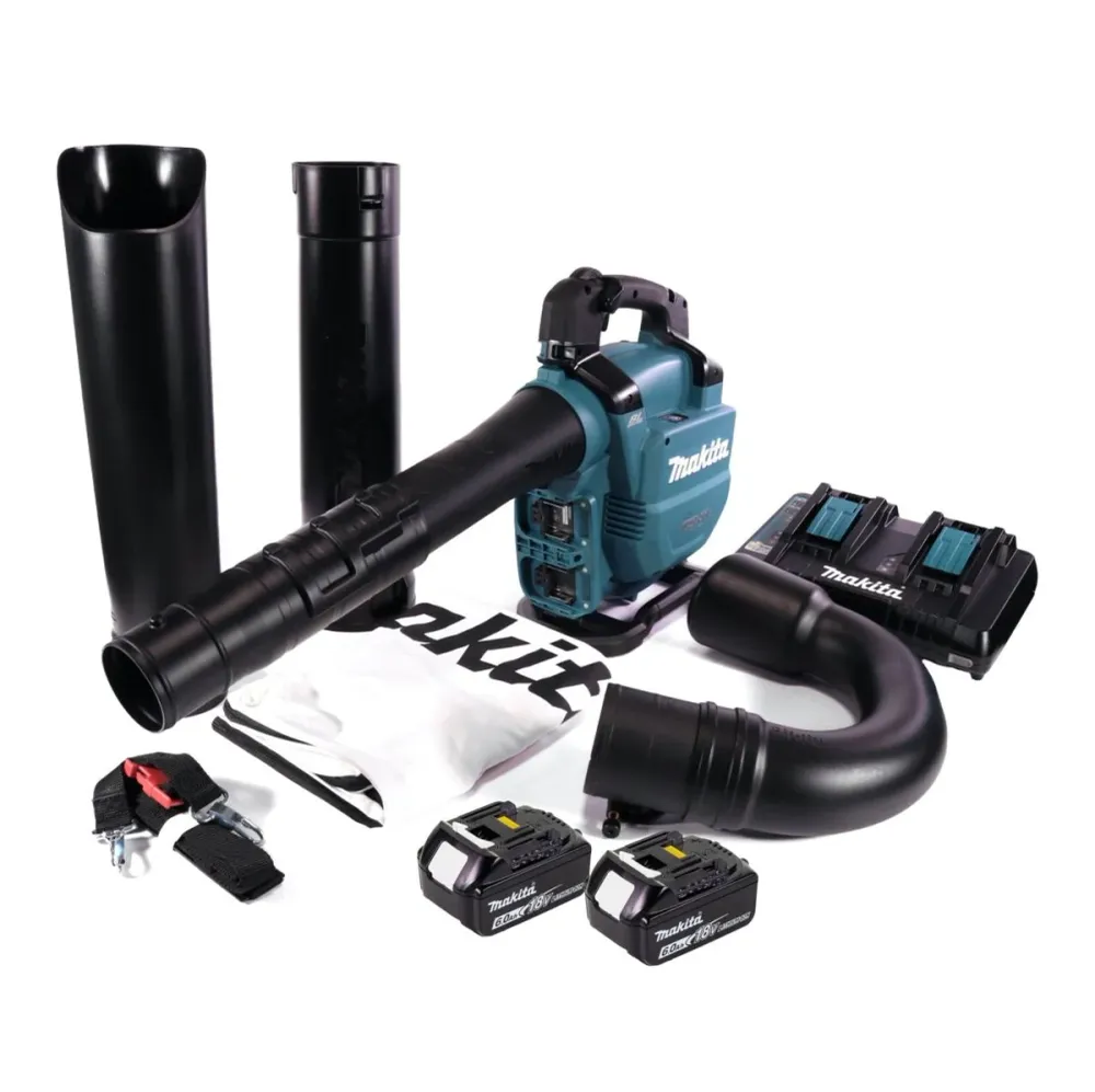 Makita DUB 363 PG2V Souffleur / aspirateur de feuilles à batterie 36 V ( 2x 18 V ) Brushless + kit d'aspiration + 2x batte...