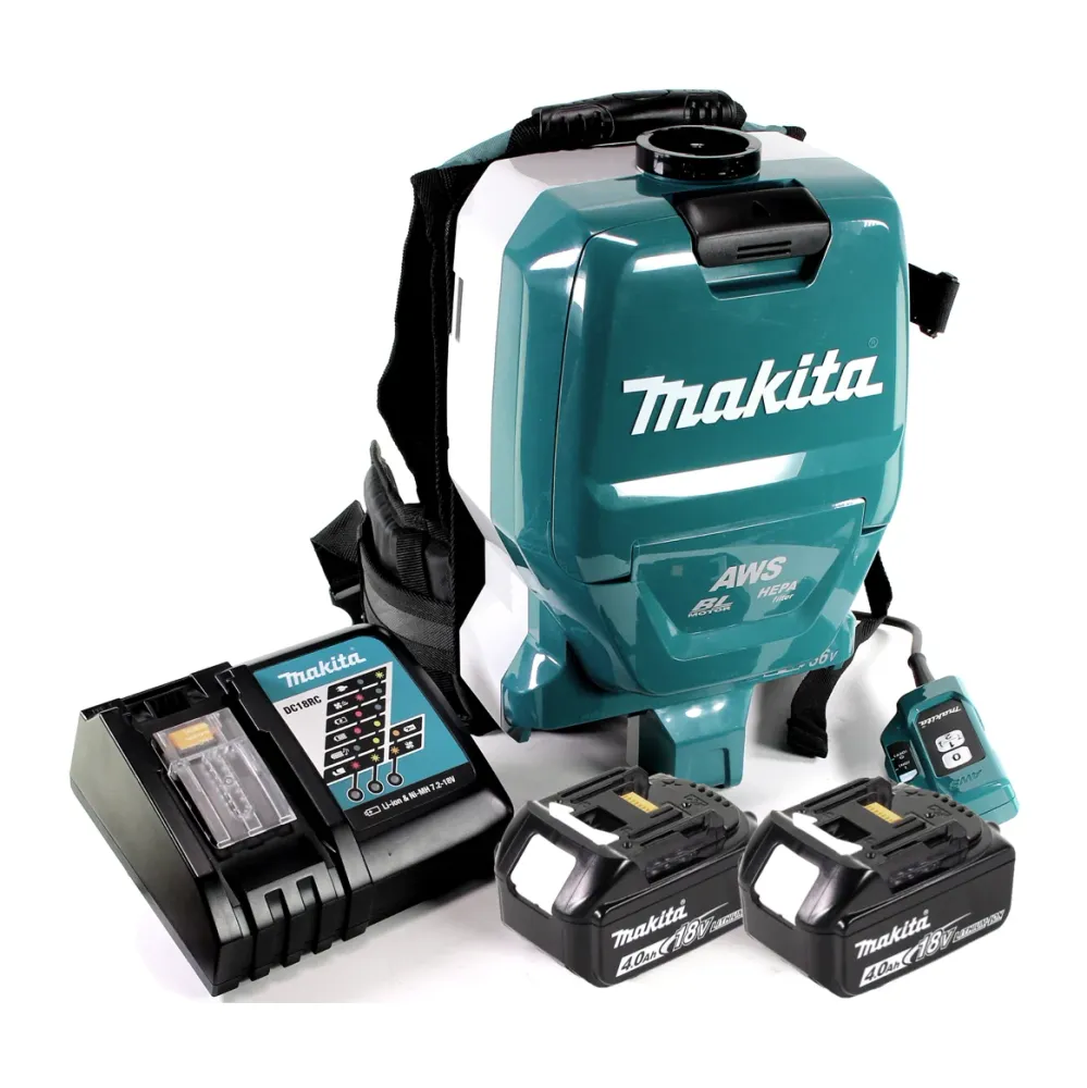 Makita DVC 265 RMXU Aspirateur dorsal sans fil 36 V (2x 18 V) brushless + 2x Batteries 4.0 Ah + Chargeur