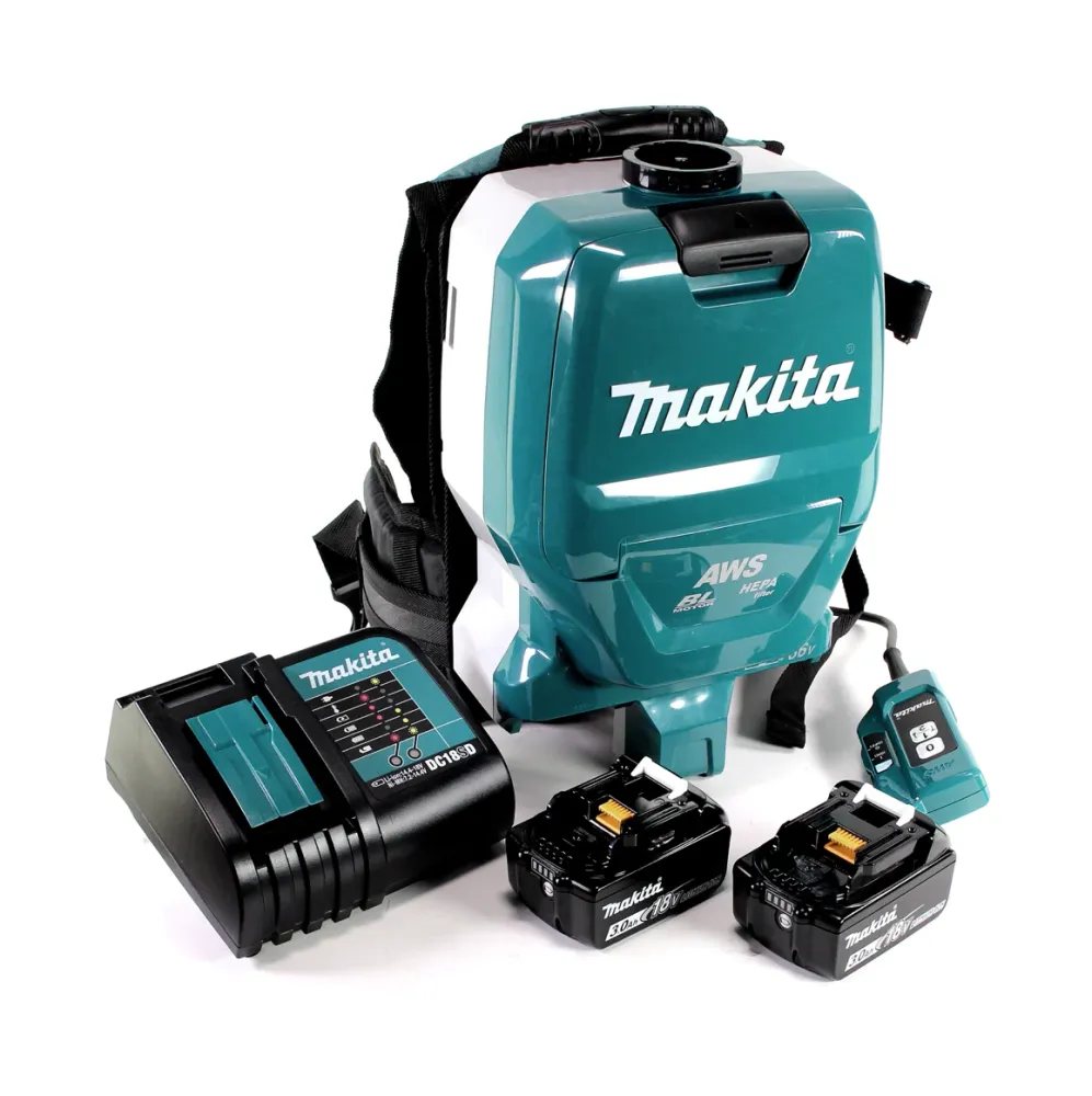 Makita DVC 265 SFXU Aspirateur dorsal sans fil 36 V (2x 18 V) brushless + 2x Batteries 3,0 Ah + Chargeur