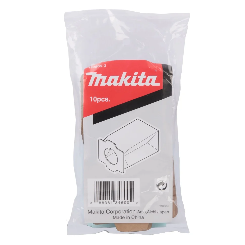 Makita Filtre en papier - 10 pièces. ( 194565-3 ) pour Aspirateur DCL 182 / 4076D / CL121D