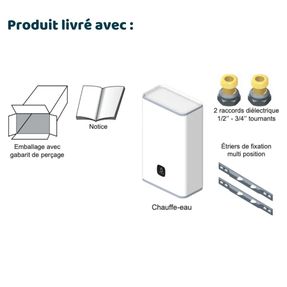 MALICIO 3 - 80L - Plat multiposition - Chauffe-eau électrique